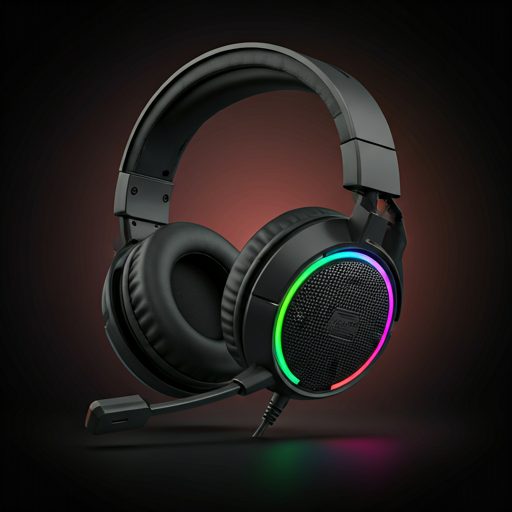 Modern gaming headset with RGB lighting and microphone